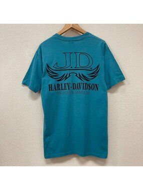 Harley Davidson Vintage 1996 JD Belgrade Montana Blue T-Shirt Mens L